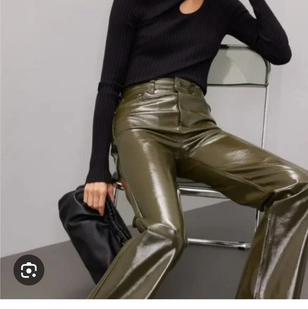 Pistola Shiny Olive Flare Pants
